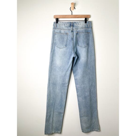 Lioness Alabama Split Leg Baggy Jeans Small Blue Trendy Fall Slouchy Denim - Picture 9 of 12